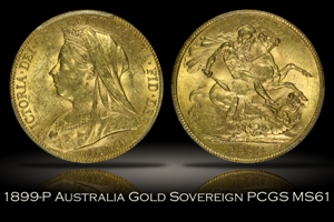 1899-P Australia Gold Sovereign PCGS MS61