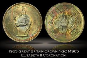 1953 Great Britain Elizabeth II Coronation Crown NGC MS65