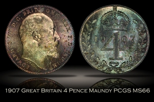 1907 Great Britain 4D Maundy PCGS MS66 OGH