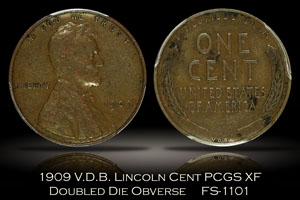 1909 VDB Lincoln Cent DDO FS-1101 PCGS XF Details