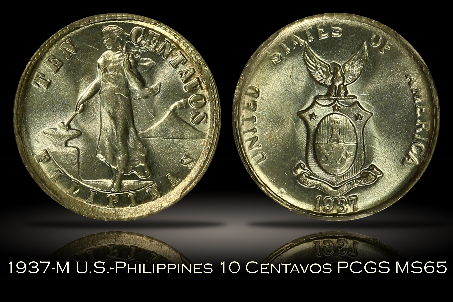 1937-M U.S.-Philippines 10 Centavos PCGS MS65
