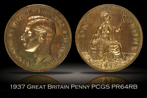 1937 Great Britain Proof Penny PCGS PR64RB