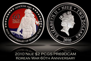 2010 Niue $2 Korean War 60th Anniversary PCGS PR69DCAM