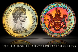 1971 Canada British Columbia Silver Dollar PCGS SP66