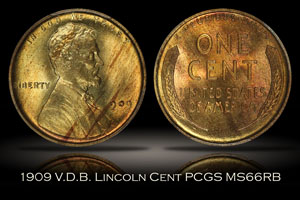 1909 V.D.B. Lincoln Cent PCGS MS66RB