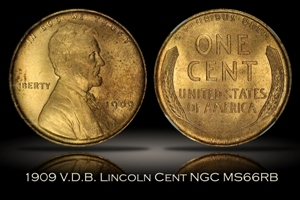 1909 VDB Lincoln Cent NGC MS66RB