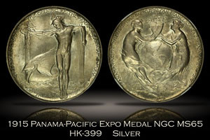 1915 Panama-Pacific Expo Silver Official Medal HK-399 NGC MS65
