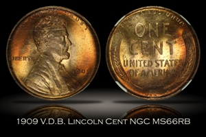 1909 VDB Lincoln Cent NGC MS66RB