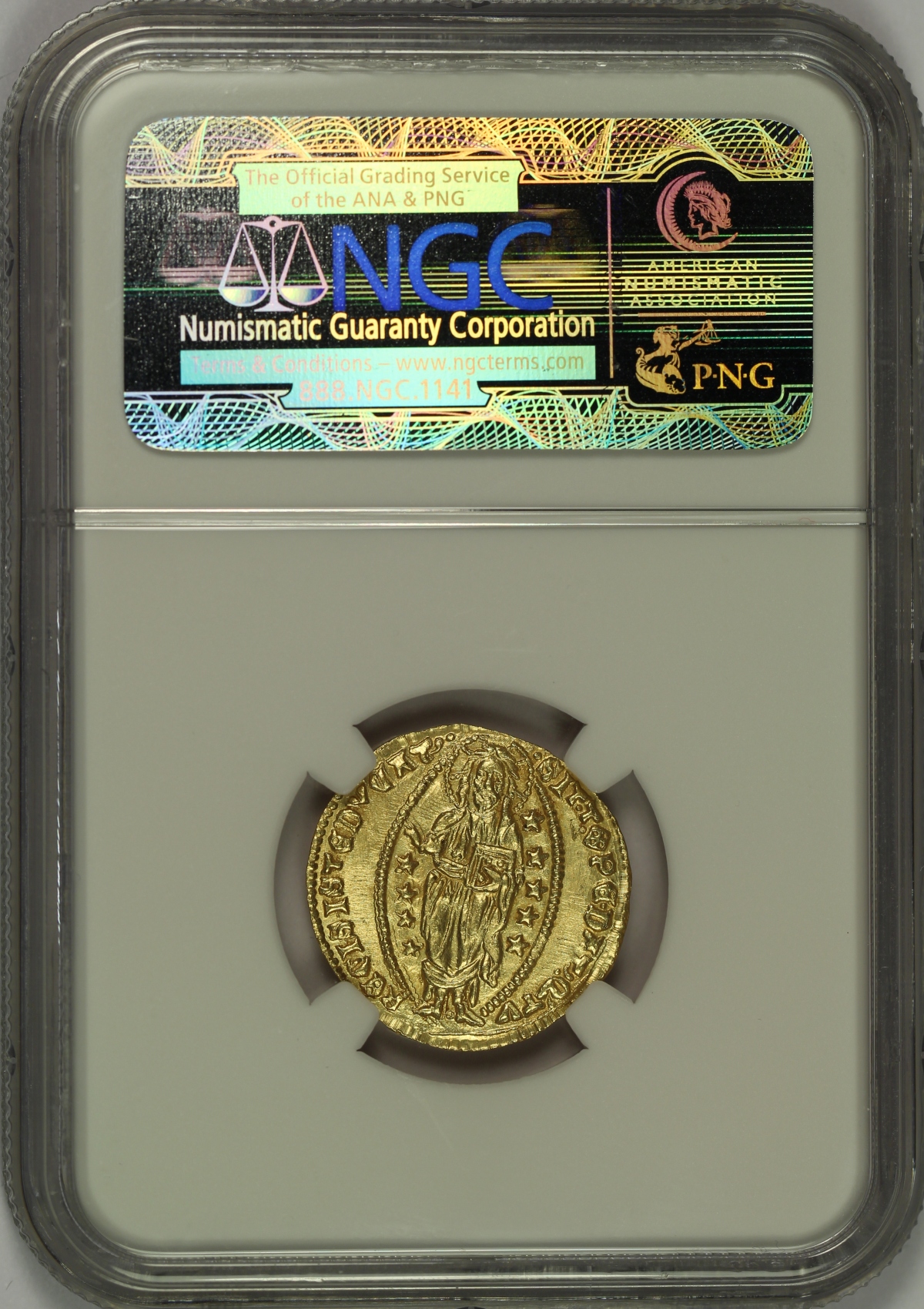 アンティークコイン 1382-1400 Italy Chios Imitative Gold Ducat Coin of Antonio Venier  AU Details 期間値下げ