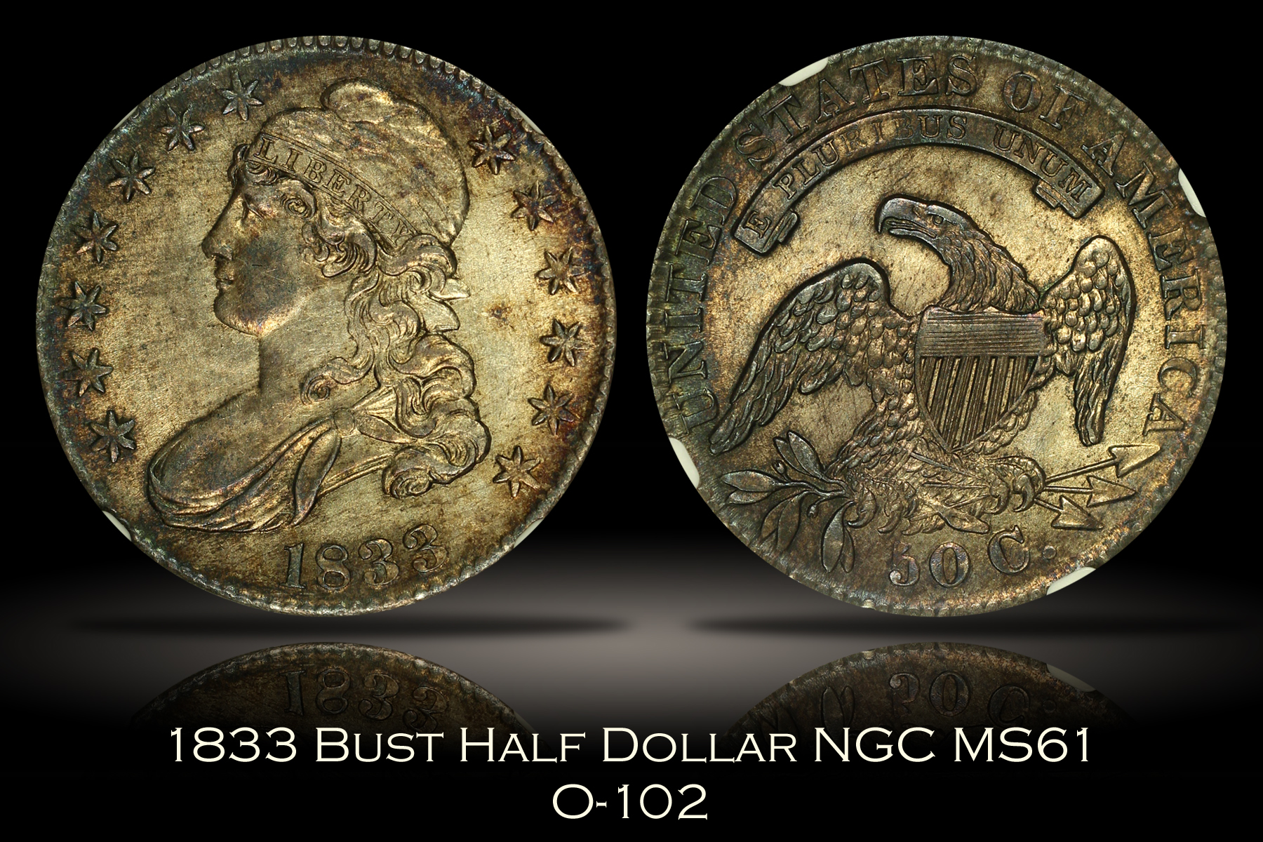 Michael Kittle Rare Coins 1833 Capped Bust Half Dollar O102 NGC MS61