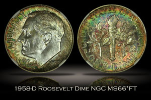 1958-D Roosevelt Dime NGC MS66*FT