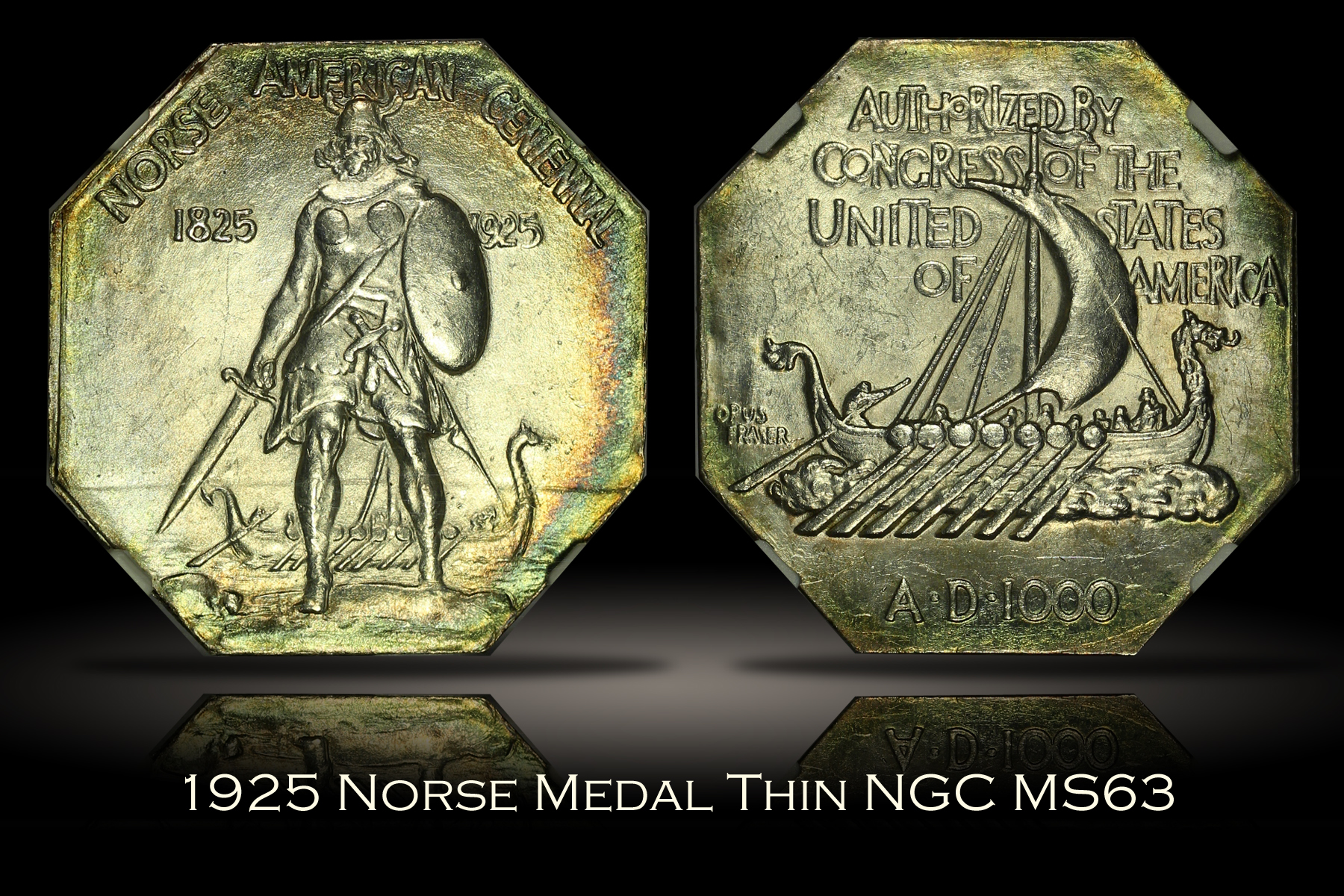 1925 Norse Medal Thin NGC MS63