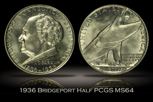 1936 Bridgeport Half PCGS MS64 OGH