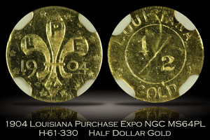 1904 Louisiana Purchase Expo Gold 1/2 Dollar NGC MS64PL