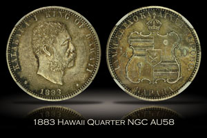 1883 Hawaii Quarter NGC AU58