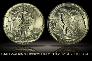 1940 Walking Liberty Half PCGS MS67 OGH CAC