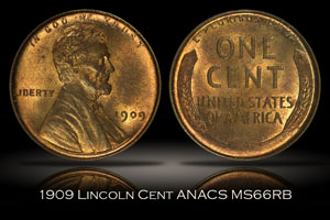 1909 Lincoln Cent ANACS MS66RB