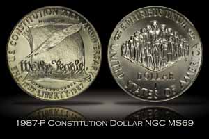 1987-P Constitution Dollar NGC MS69