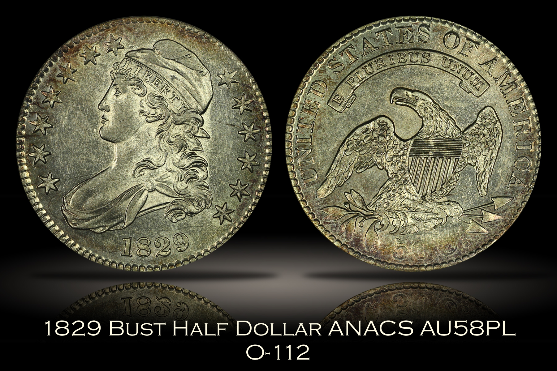 Michael Kittle Rare Coins 1829 Capped Bust Half Dollar O112 ANACS AU58PL