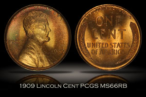 1909 Lincoln Cent PCGS MS66RB