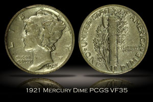1921 Mercury Dime PCGS VF35