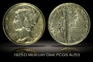 1925-D Mercury Dime PCGS AU53