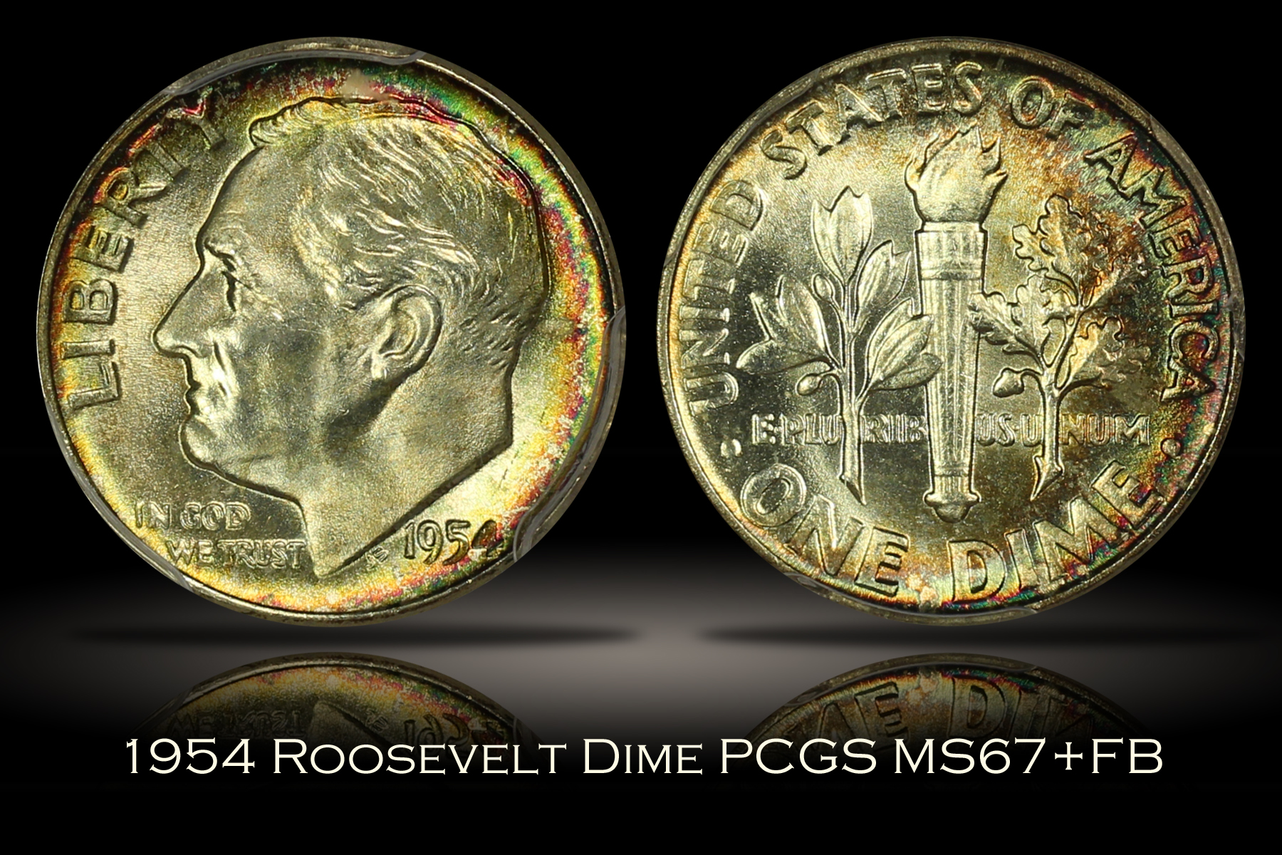 1954 Roosevelt Dime PCGS MS67+FB