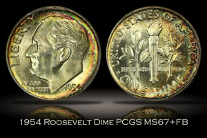 1954 Roosevelt Dime PCGS MS67+FB