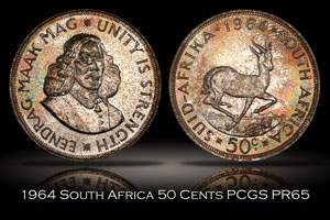 1964 South Africa 50 Cents PCGS PR65