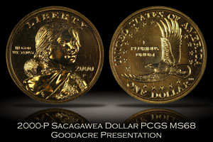 2000-P Goodacre Presentation Sacagawea Dollar PCGS MS68
