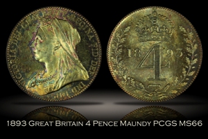 1893 Great Britain 4 Pence Maundy PCGS MS66