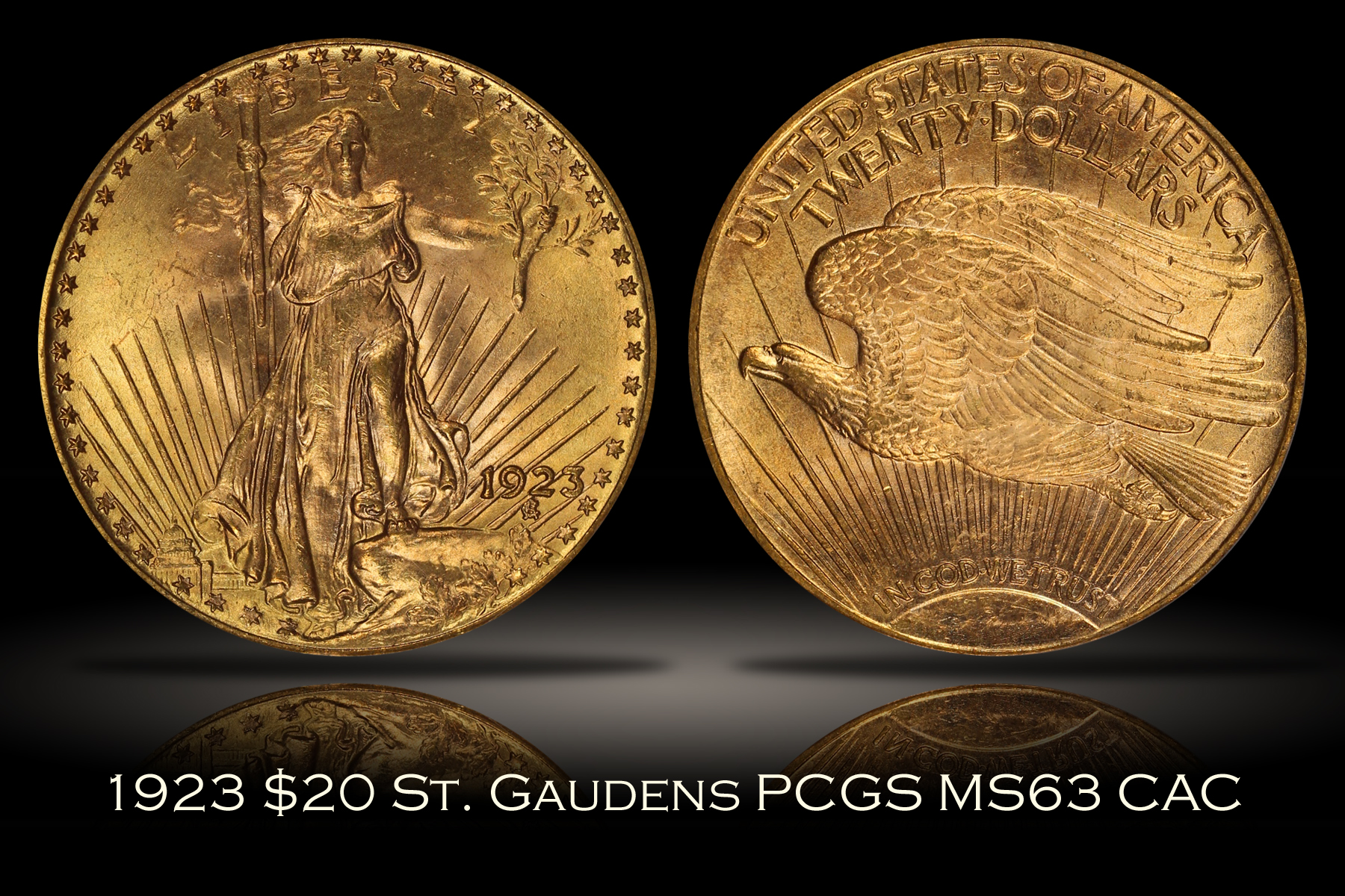 Michael Kittle Rare Coins - 1923 $20 St. Gaudens Gold PCGS MS63 OGH CAC