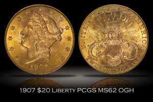 1907 $20 Liberty Gold PCGS MS62 OGH