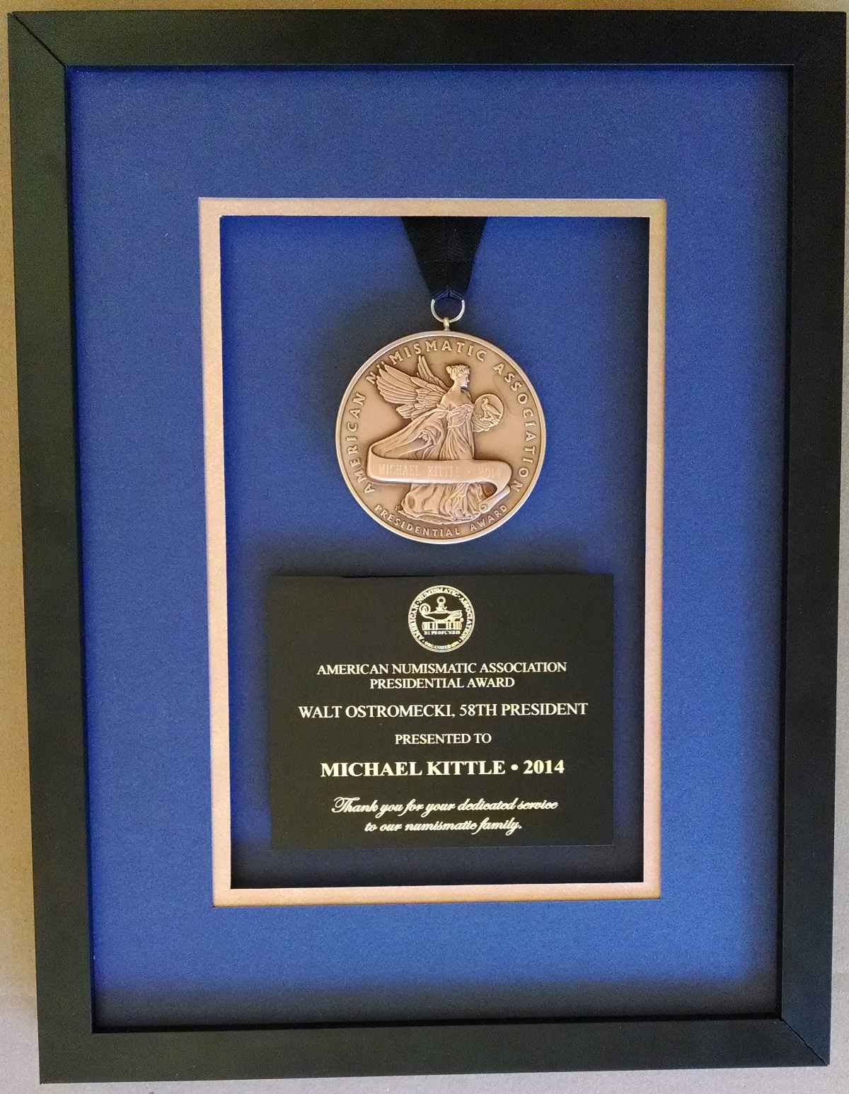 ANA Presidential Award issued to Michael Kittle March 2014